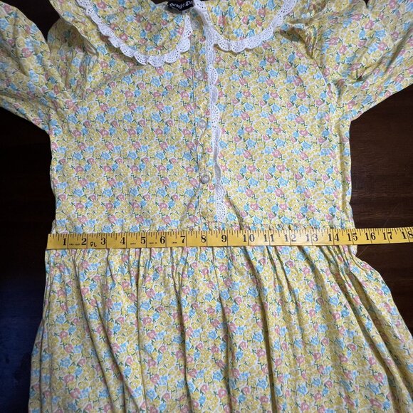 Spring Easter Pastel Twee Kidcore Coquette Floral Spring Church Midi Dress jr 12 - Picture 10 of 12